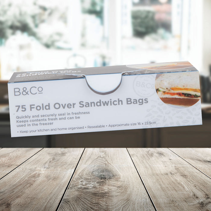 Food Bags Fold Over Storage Bags 16 x 22. 5cm Reusable Lunch Pouch 75 Pack Clear