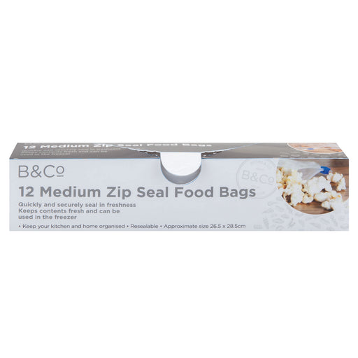 Food Bags Zip Seal Medium 12 Pack Clear