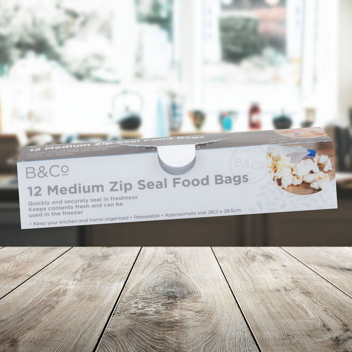 Food Bags Zip Seal Medium 12 Pack Storage Bags Top Seal Reusable 12 Pack Clear