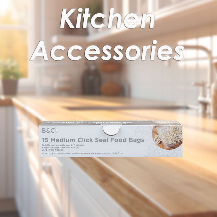 Food Bags Click Seal Medium 15 Pack Clear