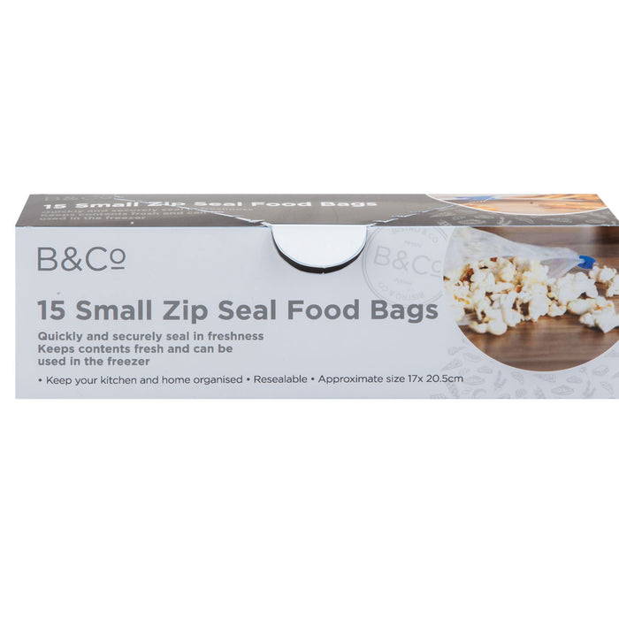Food Bags Zip Seal Medium 15 Pack Clear