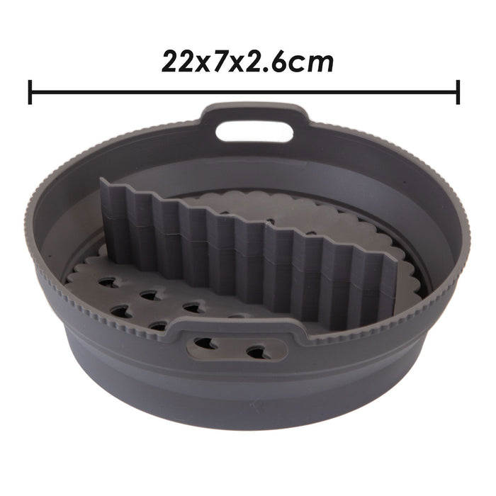 Air Fryer Round Divider Liner Silicone Reusable Non Stick Liner 22cm x 7cm Grey