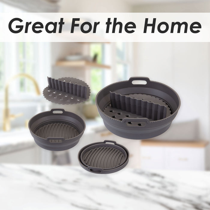 Air Fryer Round Divider Liner Silicone Reusable Non Stick Liner 22cm x 7cm Grey