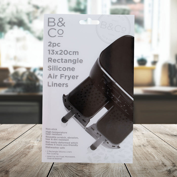 Air Fryer Silicone Liner Rectangle Reusable Non Stick Liners 13 x 20cm Grey