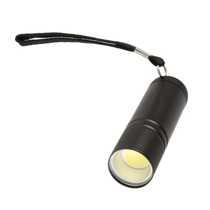 Torch 3W  Flashlight Compact aluminium torch with hand strap.  Black 3W