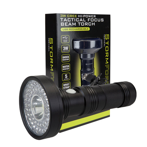 Torch Rechargable 3W Cree Tactical Light USB Water Resistant