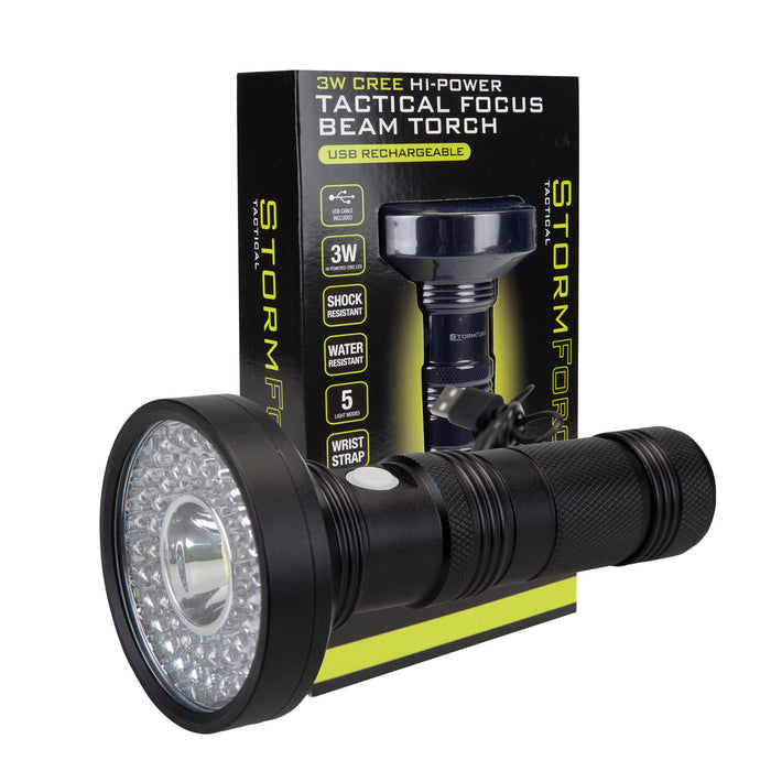 Torch Rechargable 3W Cree Tactical Light USB Water Resistant