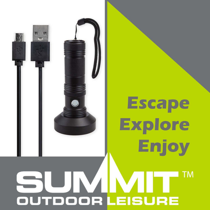 Torch Rechargable 3W Cree Tactical Light USB Water Resistant