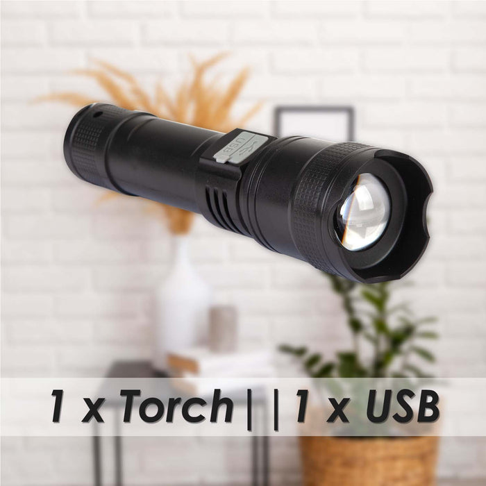 Summit 5W Rechargable Torch Battery Powered Black - 18cm x 5cm