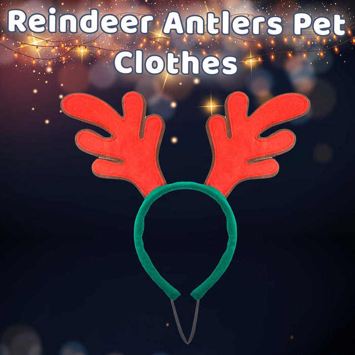 Christmas Pet Clothes Reindeer Antlers Gift Idea 26cm x 25cm Red X 1