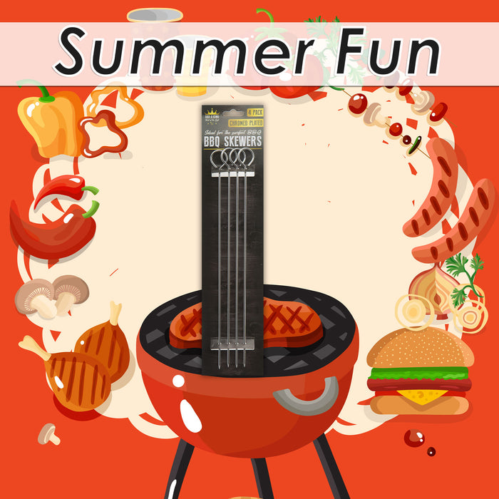 BBQ Skewers Chrome Plated Barbeque, Utensils, Accessories Pack of