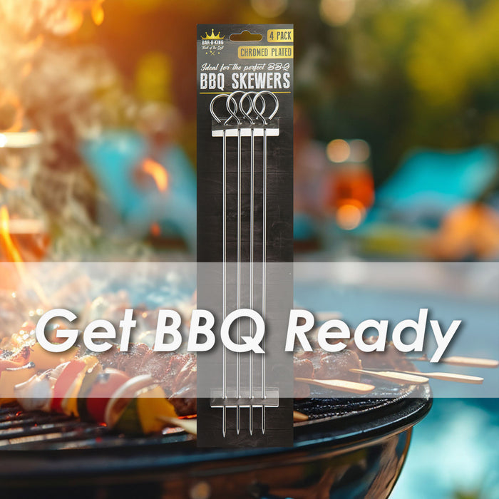 BBQ Skewers Chrome Plated Barbeque, Utensils, Accessories Pack of
