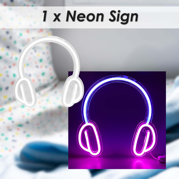 Headphone Mancave Neon Light USB Powered Multi - 28cm x 28cm