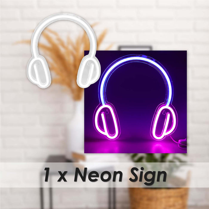 Headphone Mancave Neon Light USB Powered Multi - 28cm x 28cm