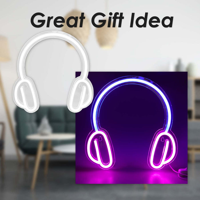 Headphone Mancave Neon Light USB Powered Multi - 28cm x 28cm