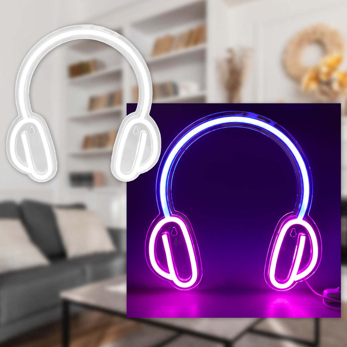 Headphone Mancave Neon Light USB Powered Multi - 28cm x 28cm