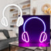Headphone Mancave Neon Light USB Powered Multi - 28cm x 28cm