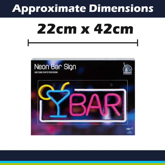 Bar Sign Mancave Neon Light USB Powered Multi - 22cm x 42cm