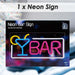 Bar Sign Mancave Neon Light USB Powered Multi - 22cm x 42cm