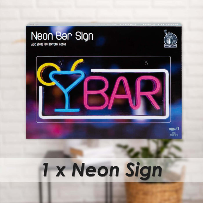 Bar Sign Mancave Neon Light USB Powered Multi - 22cm x 42cm