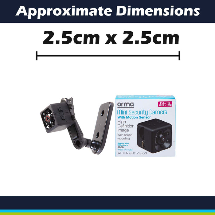 Orma Mini Security Camera 1080p Quality Black - 2.5cm x 2.5cm