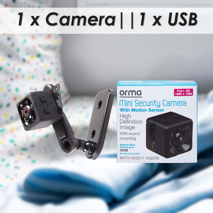Orma Mini Security Camera 1080p Quality Black - 2.5cm x 2.5cm