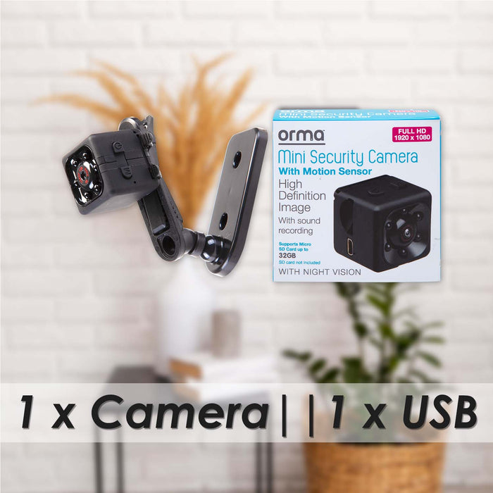 Orma Mini Security Camera 1080p Quality Black - 2.5cm x 2.5cm