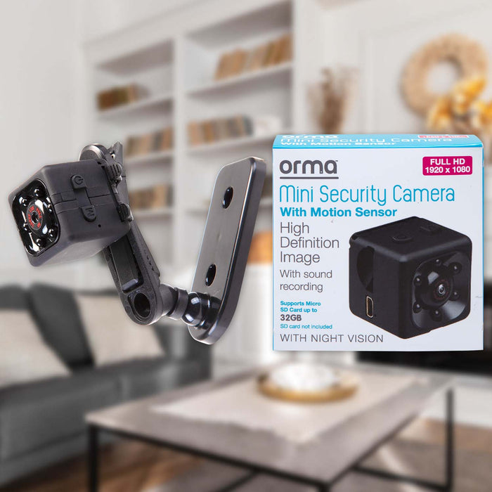 Orma Mini Security Camera 1080p Quality Black - 2.5cm x 2.5cm
