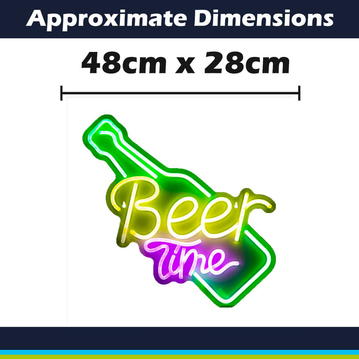 Beer Time Mancave Neon Light USB Powered Multi - 48cm x 28cm