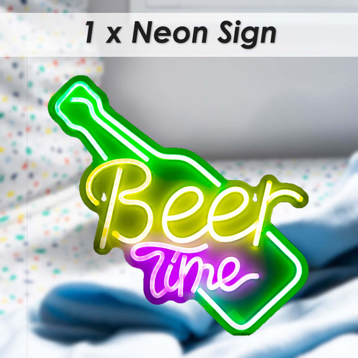 Beer Time Mancave Neon Light USB Powered Multi - 48cm x 28cm