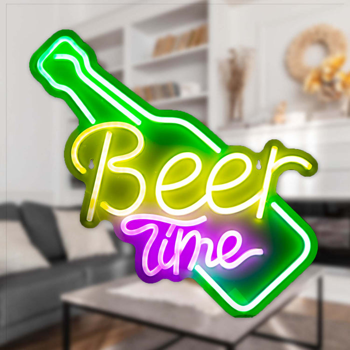Beer Time Mancave Neon Light USB Powered Multi - 48cm x 28cm