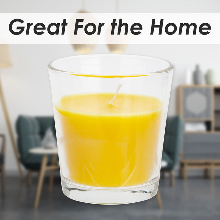 Glass Cup Citronella Candle Natural Insect Repellent, Summer Evening  8cm Yellow