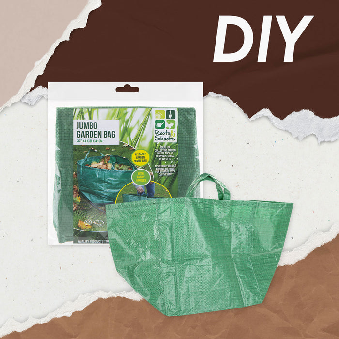 Jumbo Garden Bags Strong Secure Handles, Refuse Sacks Large 41cm x 36cm Green