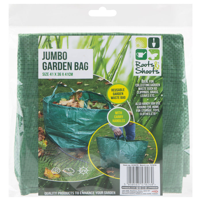 Jumbo Garden Bags Strong Secure Handles, Refuse Sacks Large 41cm x 36cm Green