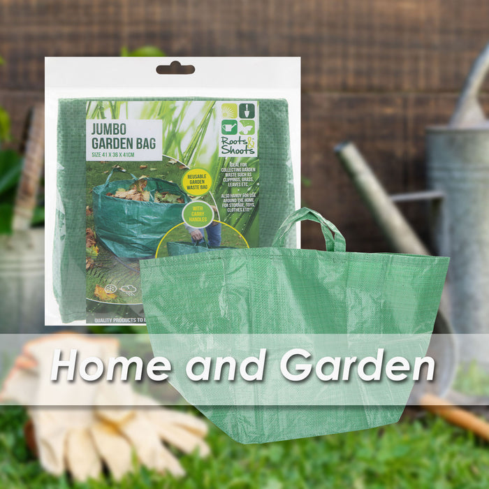 Jumbo Garden Bags Strong Secure Handles, Refuse Sacks Large 41cm x 36cm Green