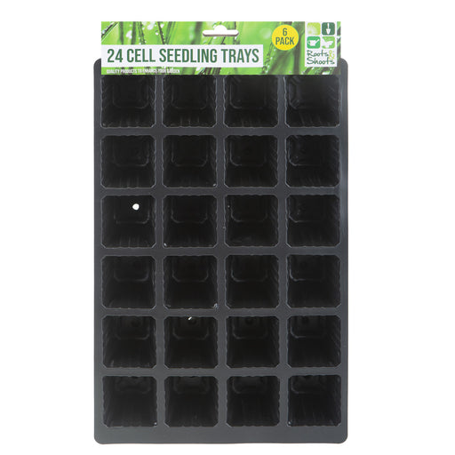 Seedling Trays Set of 6 33cm Gardening Tools Accessories Pack of 6 33cm Black