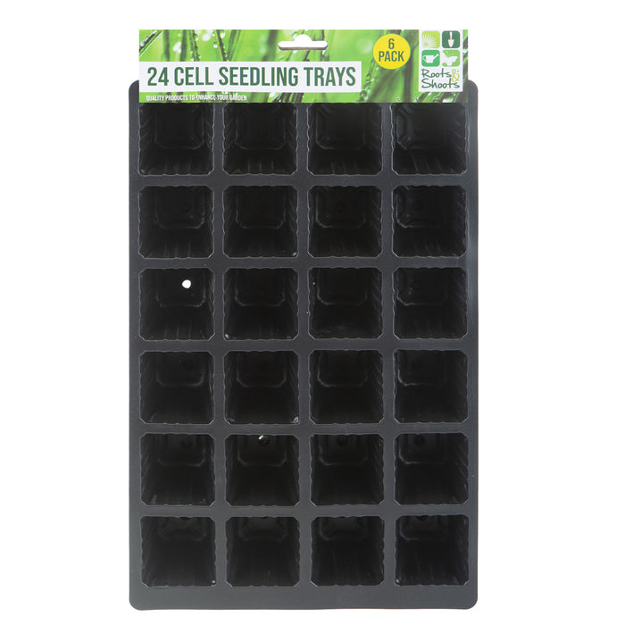 Seedling Trays Set of 6 33cm Gardening Tools Accessories Pack of 6 33cm Black