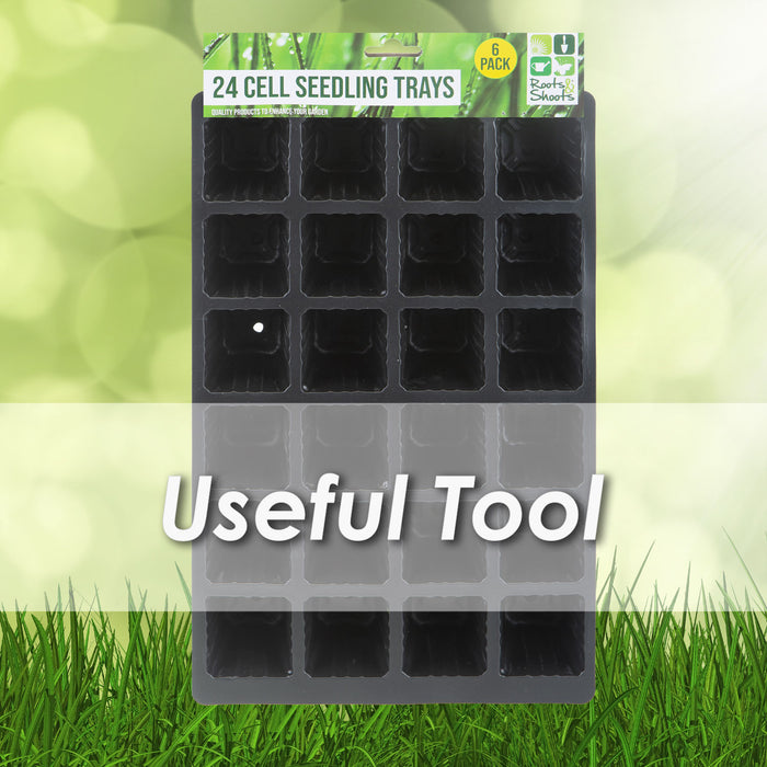 Seedling Trays Set of 6 33cm Gardening Tools Accessories Pack of 6 33cm Black