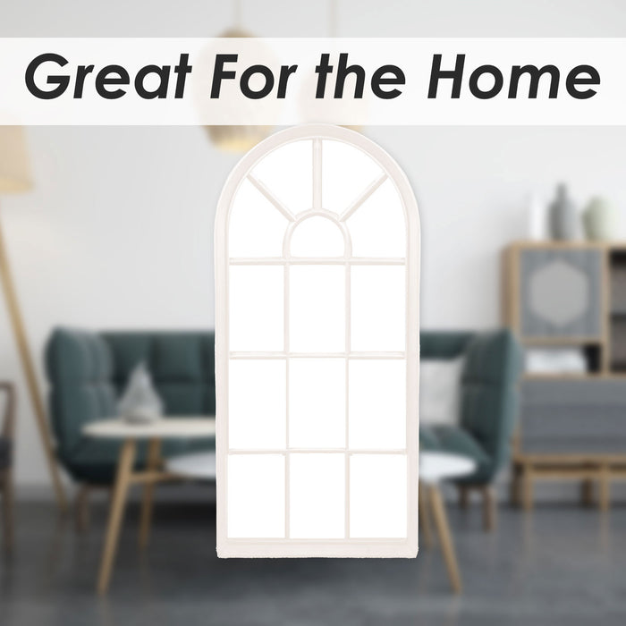 Arched Garden Mirror for Gardens Distressed 2. White