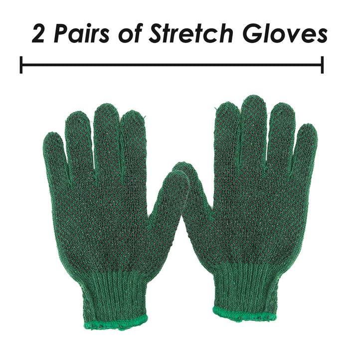 Garden Gloves Rubber Dot Grip Strech  Tools Accessories  2 One Size Green