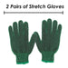 Garden Gloves Rubber Dot Grip Strech  Tools Accessories  2 One Size Green