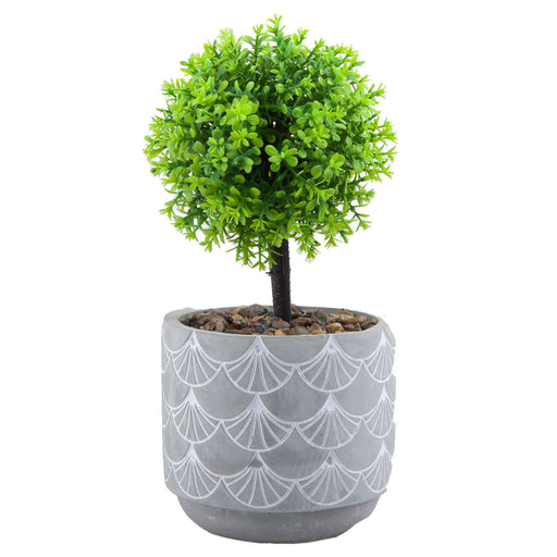 Artificial Plant Pot Topiary Tree Modern Cement Pot Artificial 20 x 9cm Grey