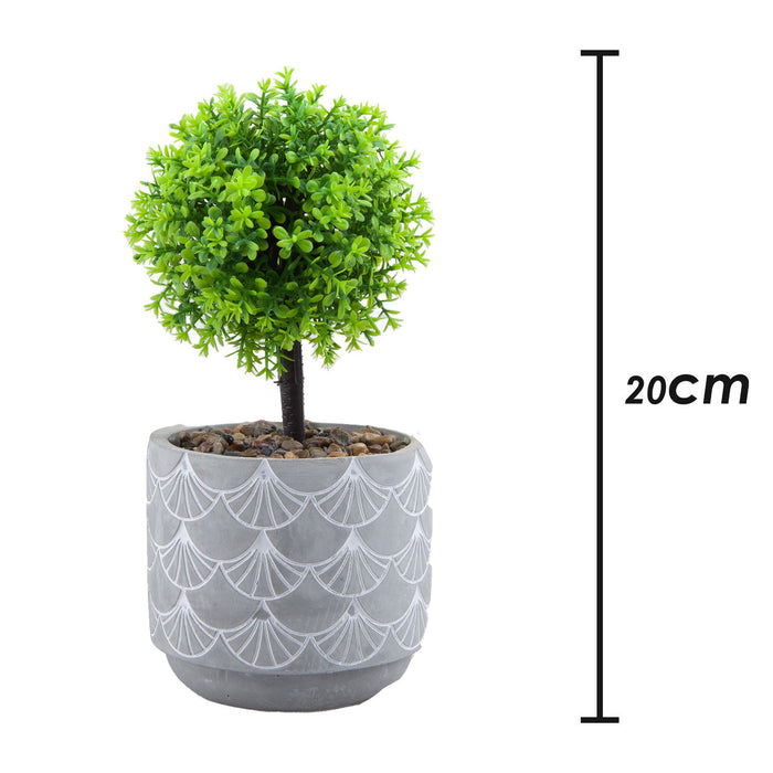 Artificial Plant Pot Topiary Tree Modern Cement Pot Artificial 20 x 9cm Grey