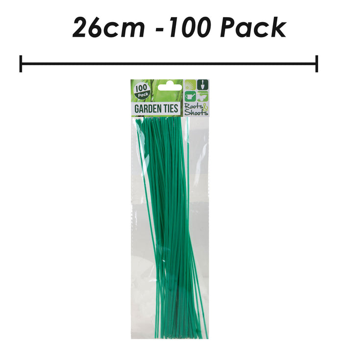 Garden Ties 100Pk Green Gardening Tools Accessories Pack of 100 26cm Green