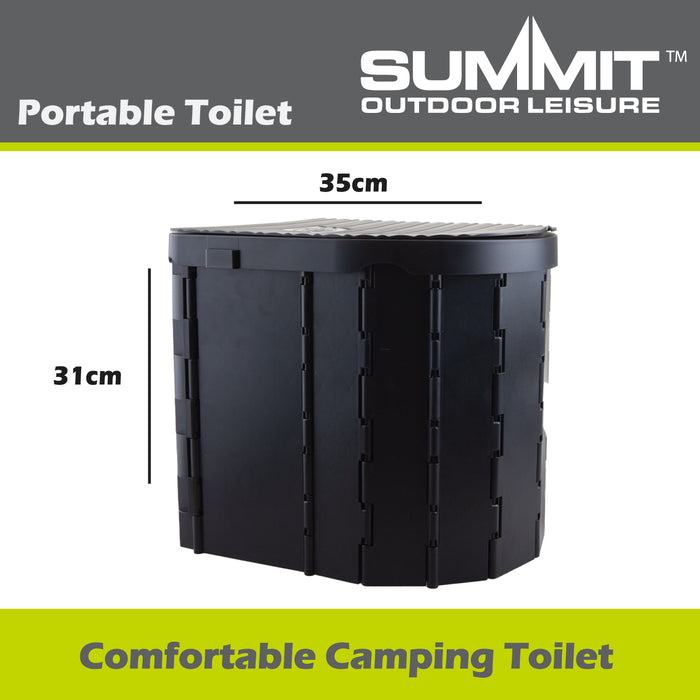 Camping Folding Toilet Portable Collapsible Toilet with Lid 31 x 35 x 30cm Black