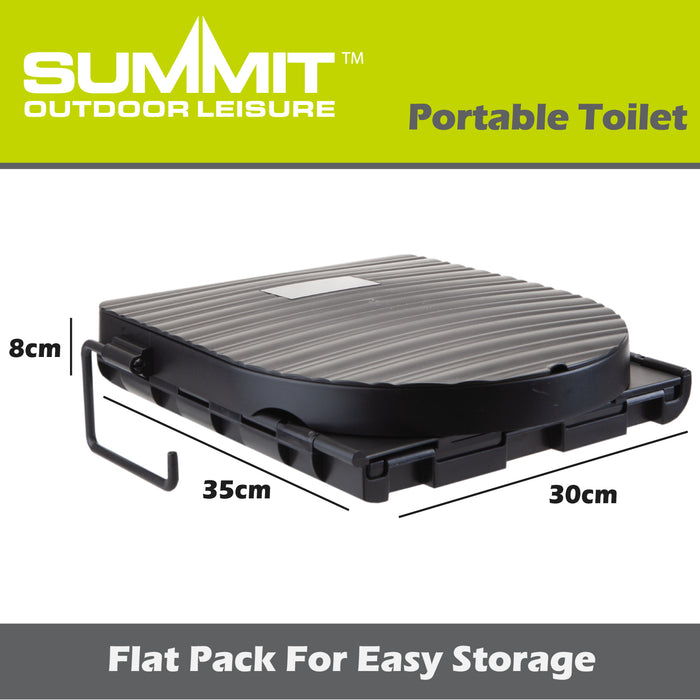 Camping Folding Toilet Portable Collapsible Toilet with Lid 31 x 35 x 30cm Black