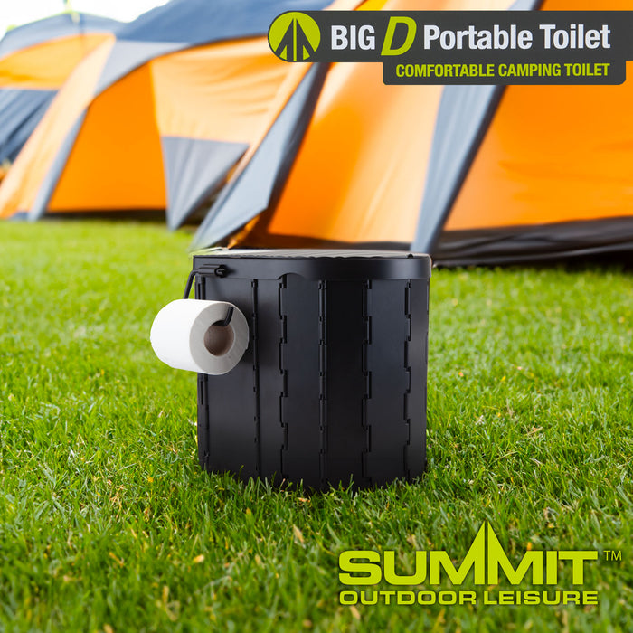 Camping Folding Toilet Portable Collapsible with Lid Black