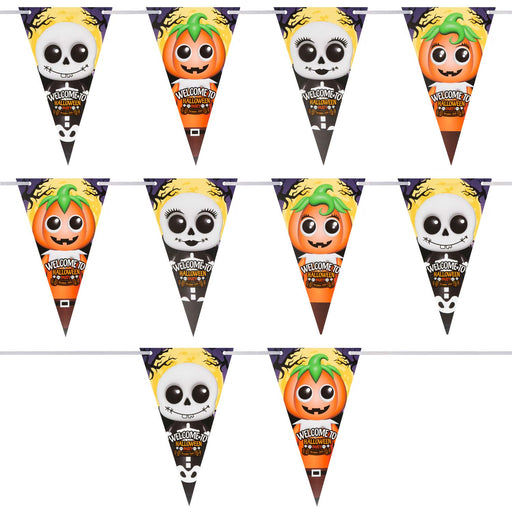 The Boo Crew Halloween Bunting Pumpkin Skeleton, Wall Decoration