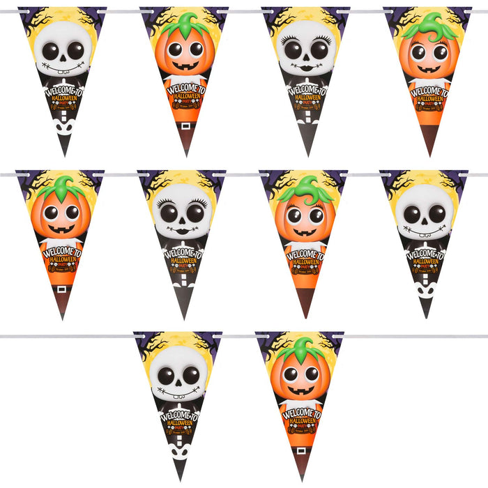 The Boo Crew Halloween Bunting Pumpkin Skeleton, Wall Decoration