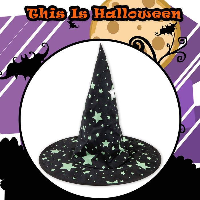 Halloween Witch Hat Glow in the Dark Hallows Party, Trick or Treat 44. 4cm Black